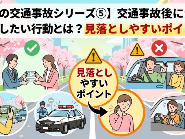 【春の交通事故シリーズ⑤】交通事故後に注意したい行動とは？見落としやすいポイント