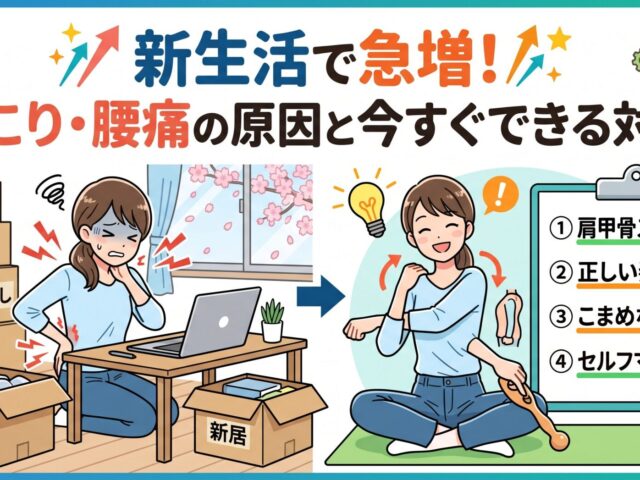新生活で急増！肩こり・腰痛の原因と今すぐできる対策