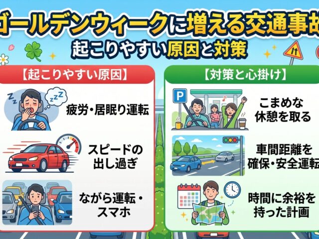 ゴールデンウィークに増える交通事故｜起こりやすい原因と対策