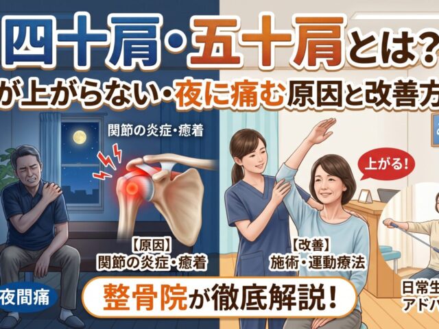 💙 四十肩・五十肩とは？肩が上がらない・夜に痛む原因と改善方法