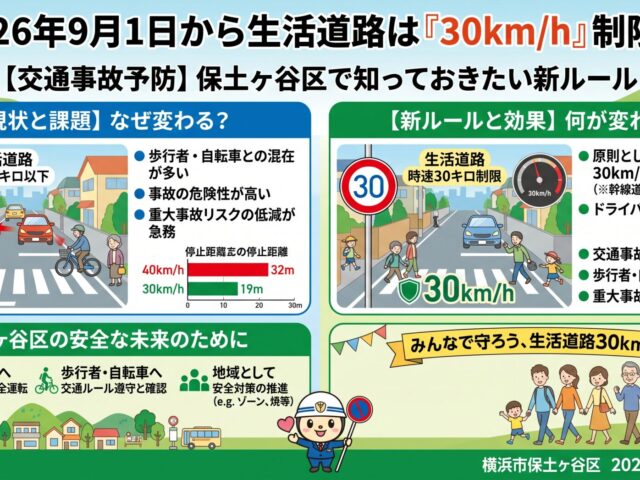 【交通事故予防】2026年9月1日から生活道路は30km/h制限へ｜保土ヶ谷区で知っておきたい新ルール