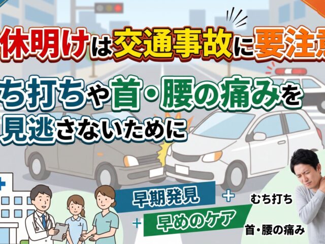 連休明けは交通事故に要注意！むち打ちや首・腰の痛みを見逃さないために